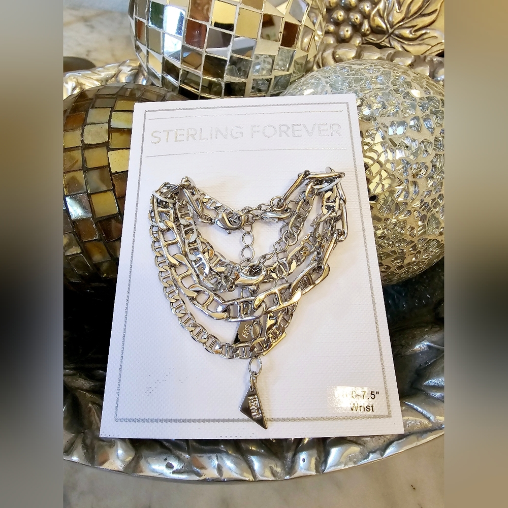 Sterling Forever Chain 3 Bracelet Set NEW WITH TAGS